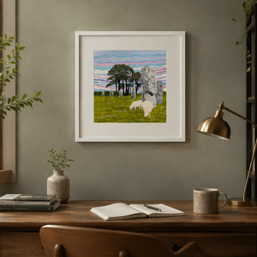 Ancient Avebury – Hand Printed Reduction Lino Cut