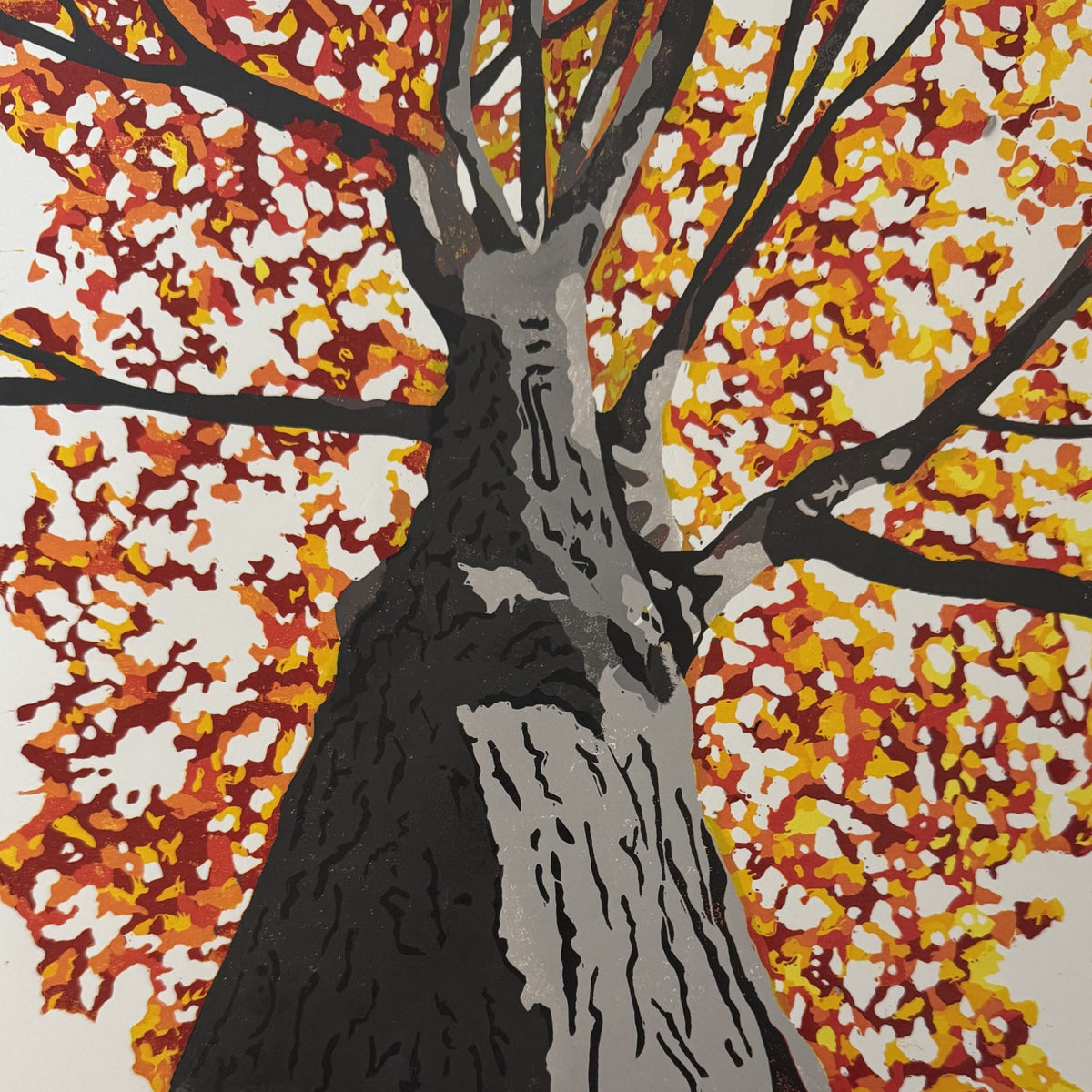 Canopy Autumn – Hand Printed Reduction Lino Cut
