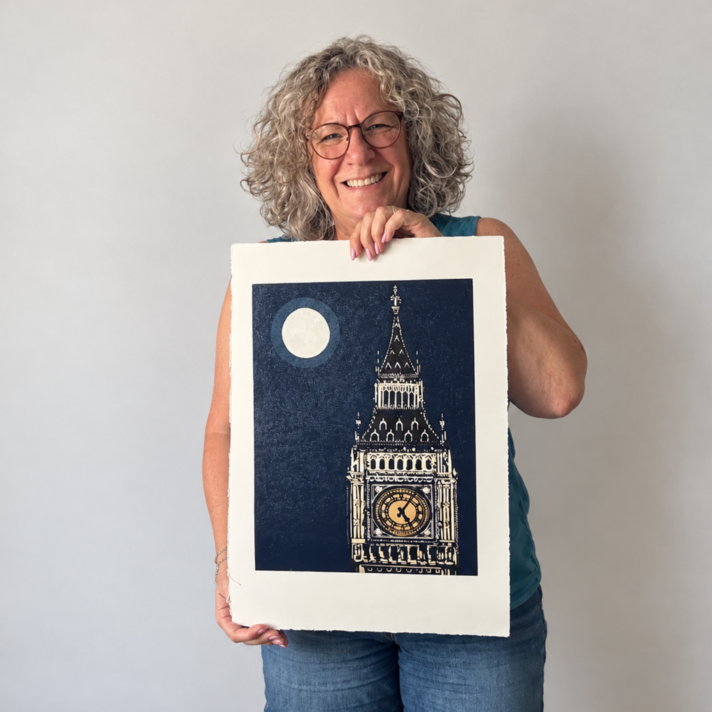 Big Ben – Hand Printed Reduction Lino Cut