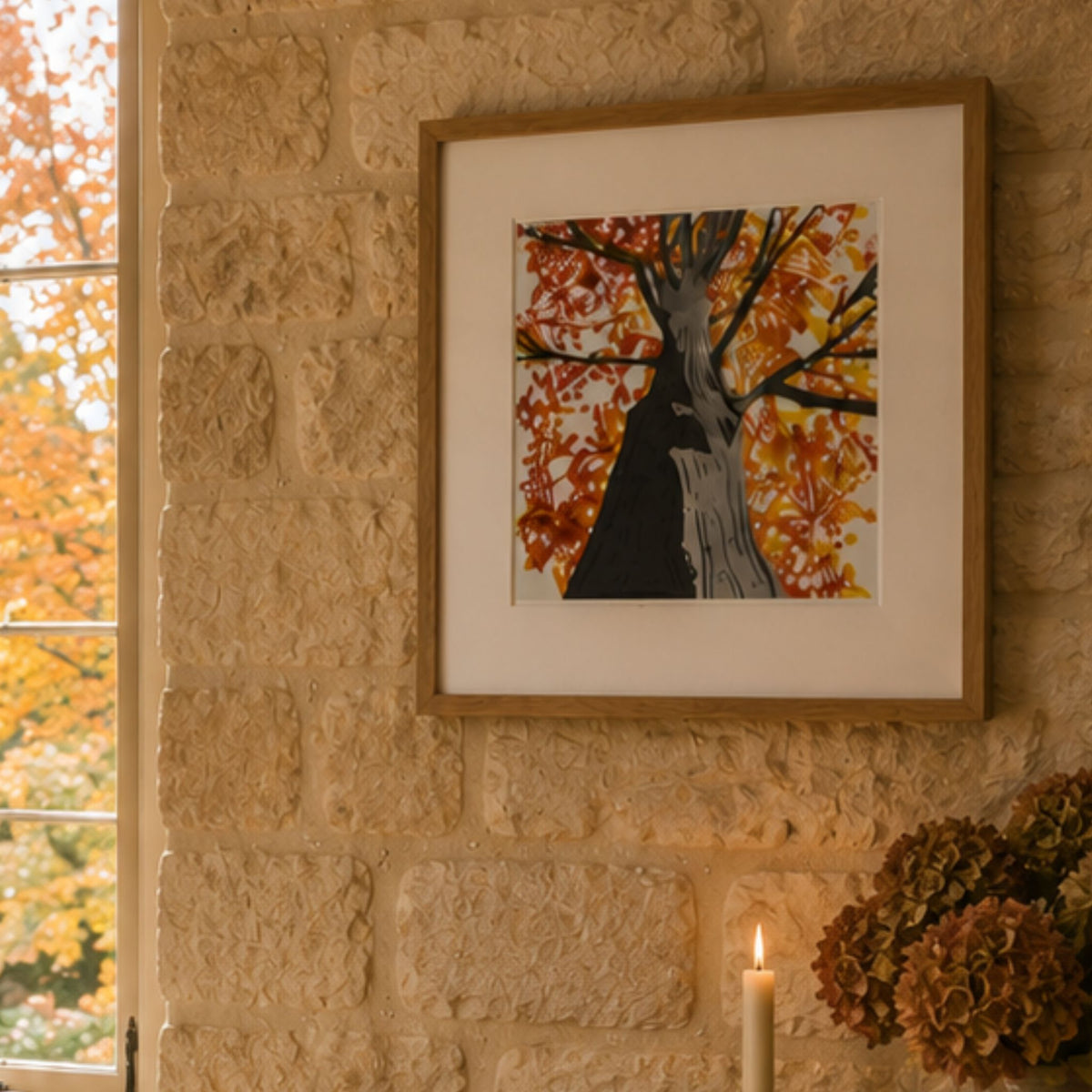 Canopy Autumn – Hand Printed Reduction Lino Cut