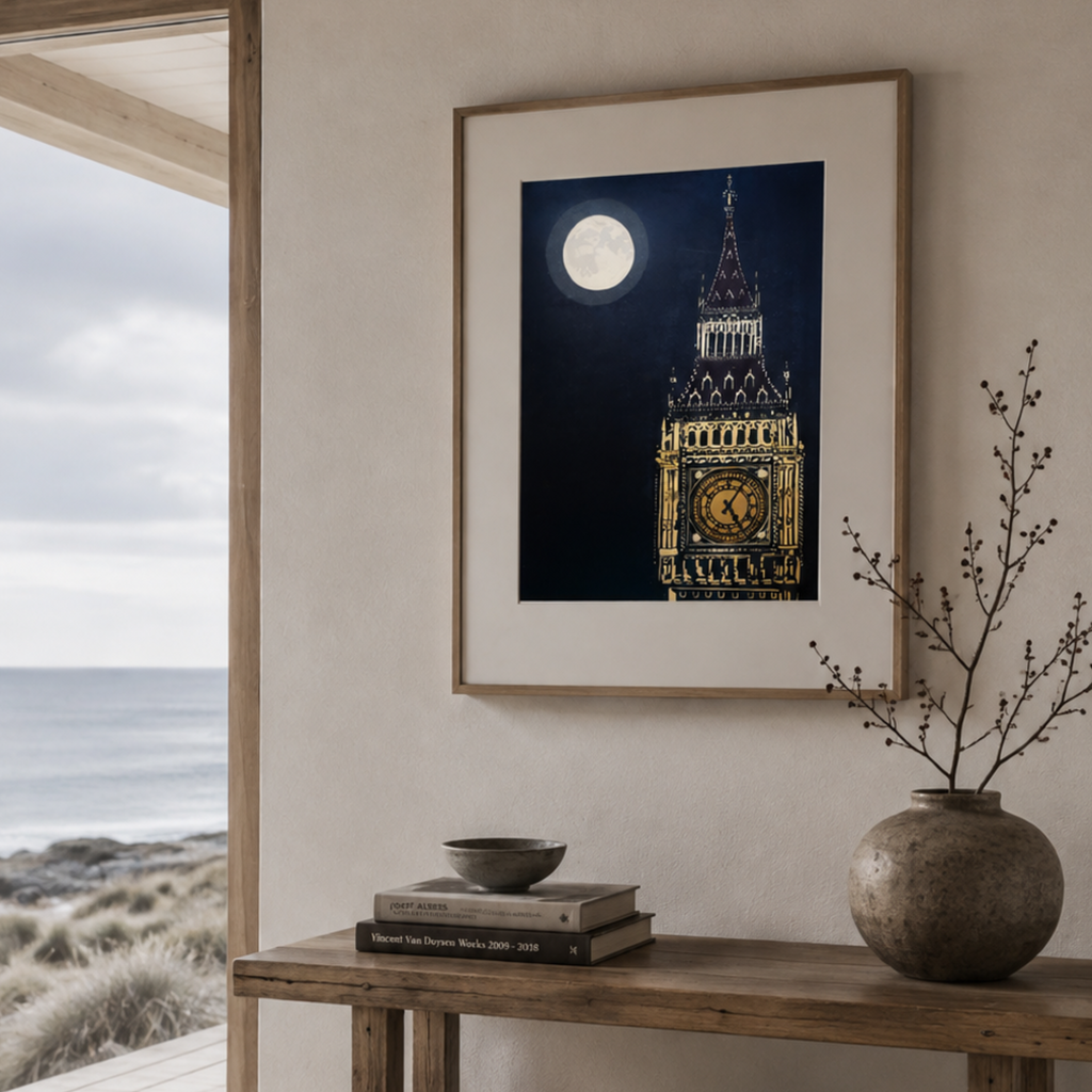 Big Ben – Hand Printed Reduction Lino Cut