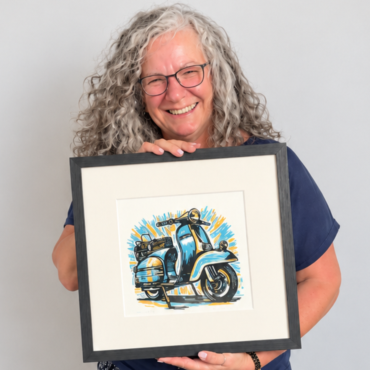 Lambretta – Hand Printed Reduction Lino Cut