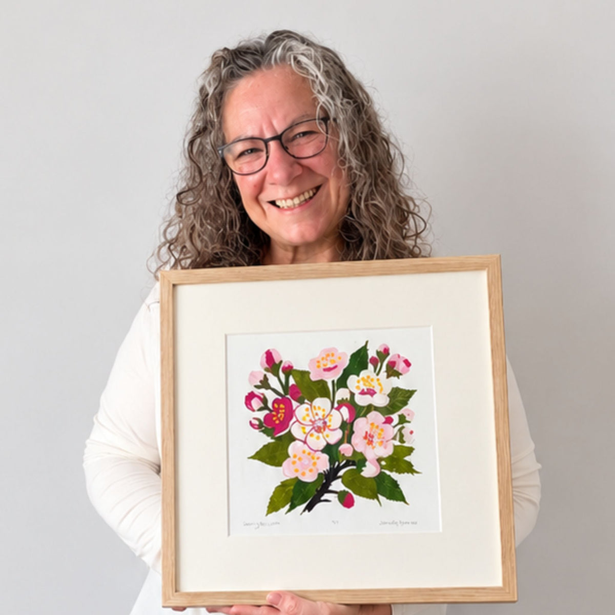 Cherry Blossom – Hand Printed Reduction Lino Cut