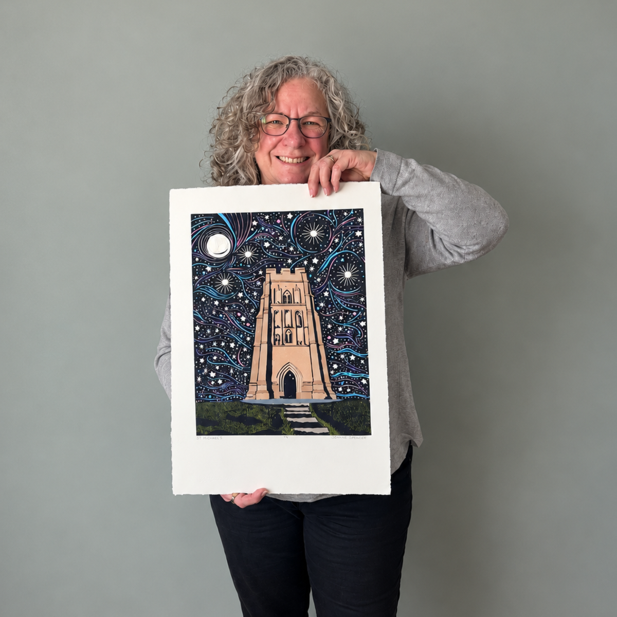 St Michael’s – Hand Printed Reduction Lino Cut