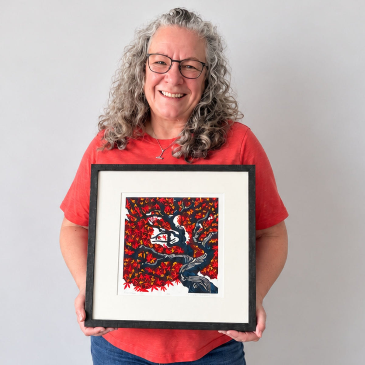 Flame Tree – Hand Printed Reduction Lino Cut