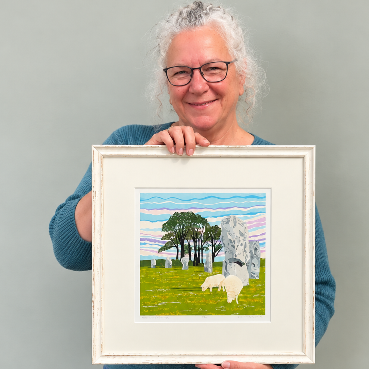 Ancient Avebury – Hand Printed Reduction Lino Cut