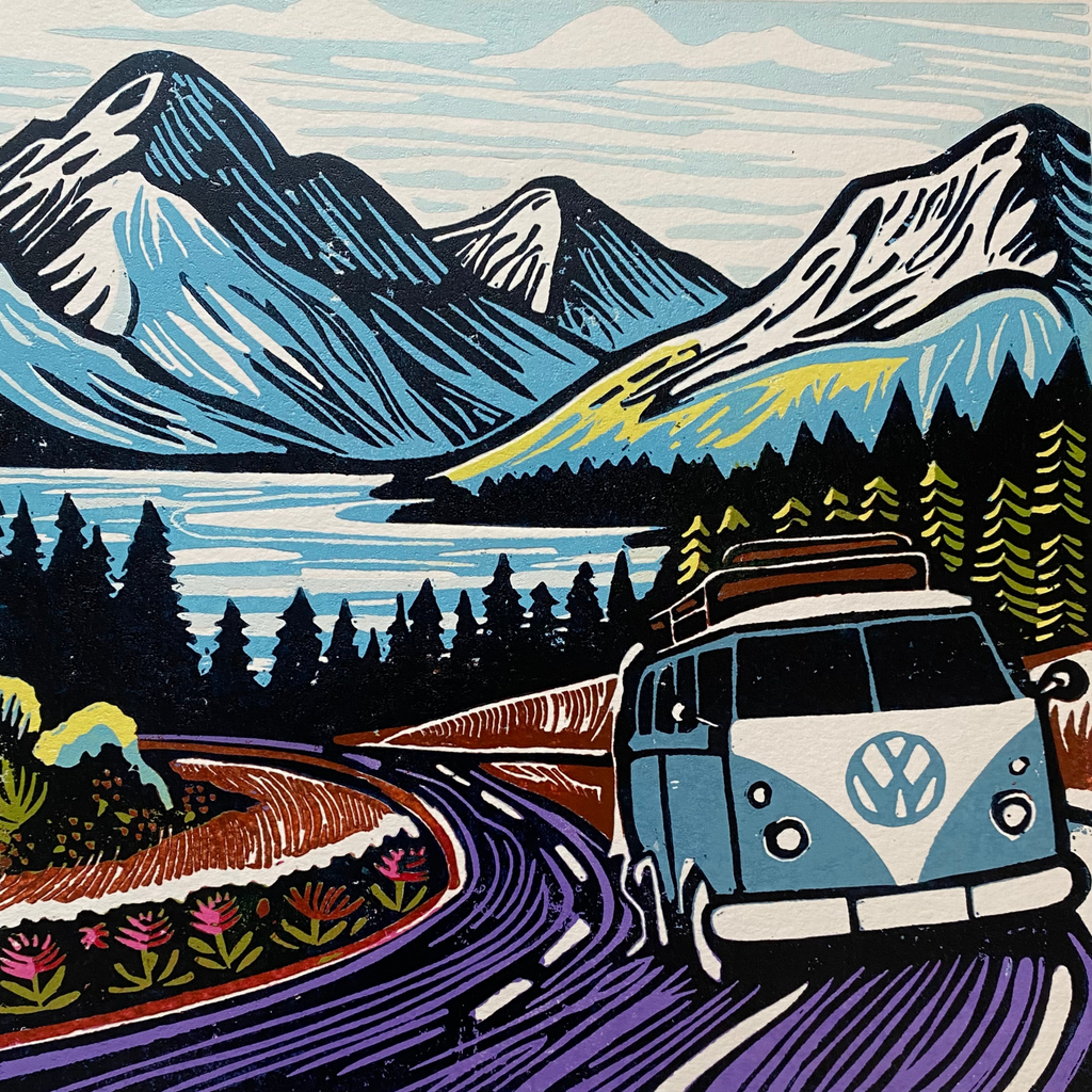 Adventure Time – Hand Printed Reduction Lino Cut