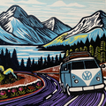 Adventure Time – Hand Printed Reduction Lino Cut
