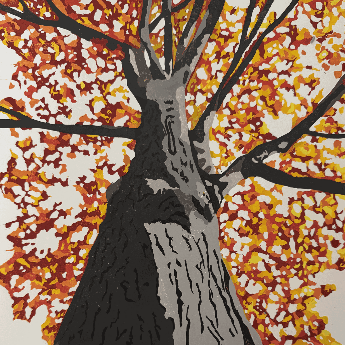 Canopy Autumn – Hand Printed Reduction Lino Cut
