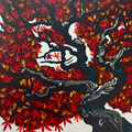 Flame Tree – Hand Printed Reduction Lino Cut