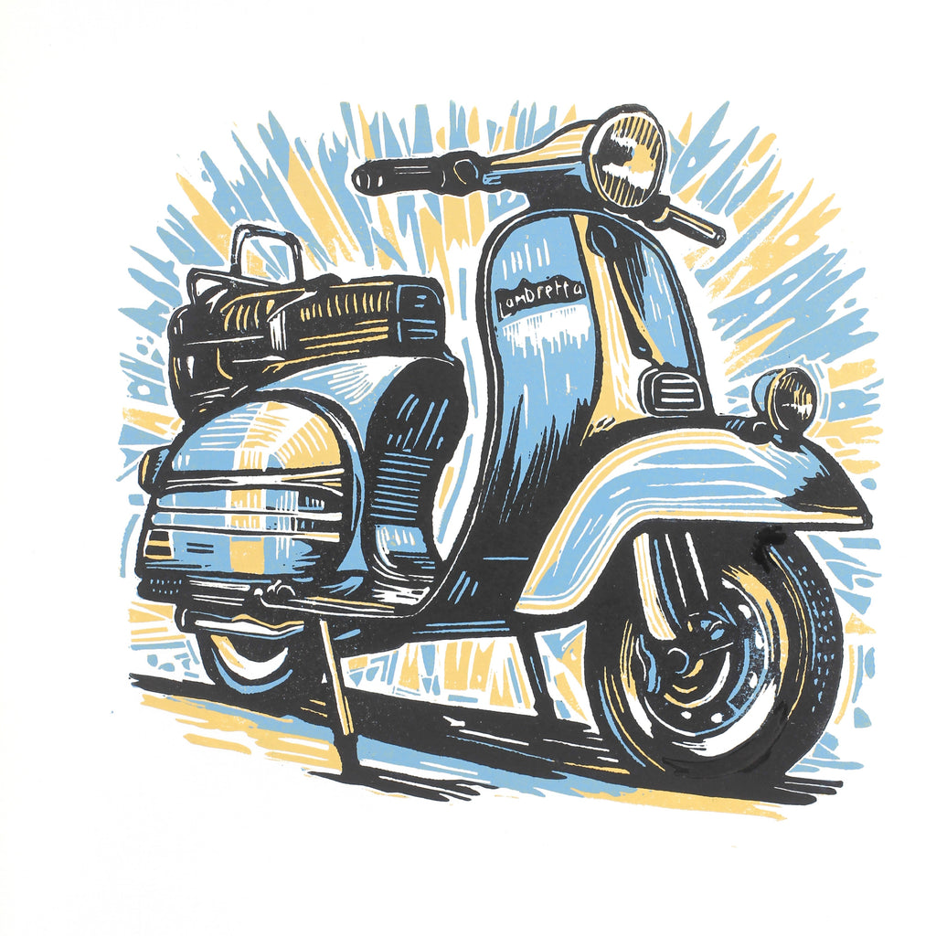 Lambretta – Hand Printed Reduction Lino Cut