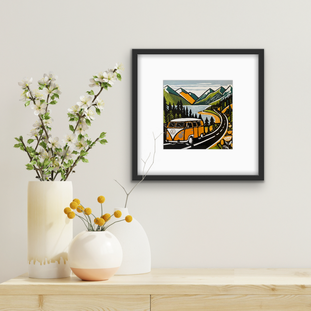 Road Trip – Hand Printed Reduction Lino Cut